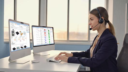 Customer Service rep using Serious ERP to create a delivery order as well as using order management